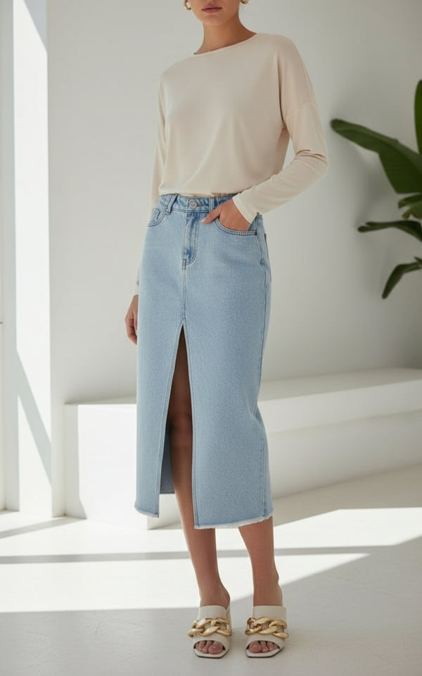 Fate & Becker Somewhere Denim Skirt Fate & Becker James St Boutique