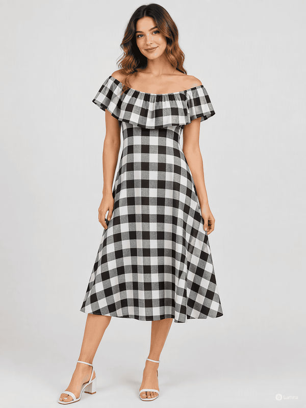 New to You - Kate Spade New York Gingham Off-the-shoulder Midi Dress (Pre-Loved) James St Boutique James St Boutique