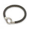 Palas Black round thick plaited leather bracelet 20.5c