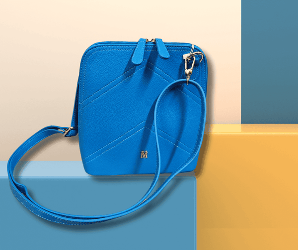 dayna blue vegan leather handbag Vera May James St Boutique
