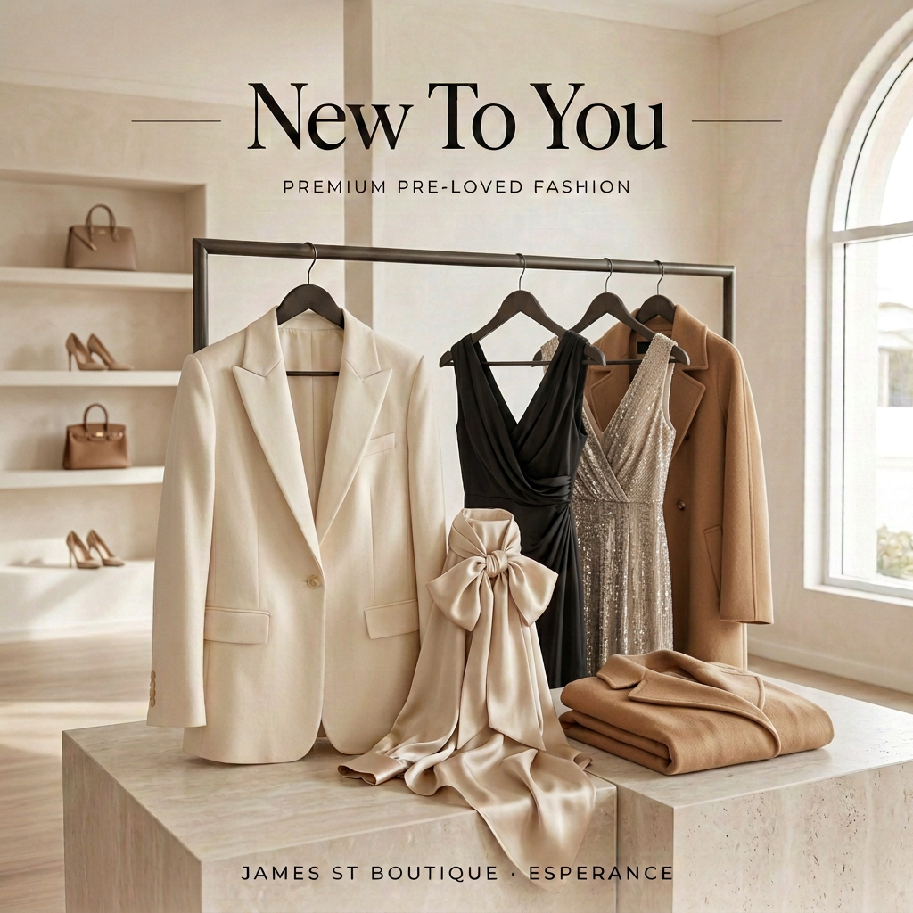 New To You artwork with a sparkling outfit and softly focused bags and shoes