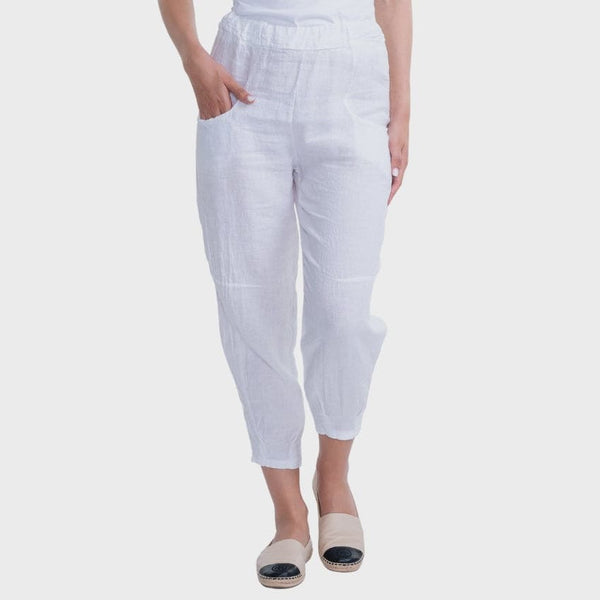 vera may italian linen white pant 6073 / L Not specified James St Boutique